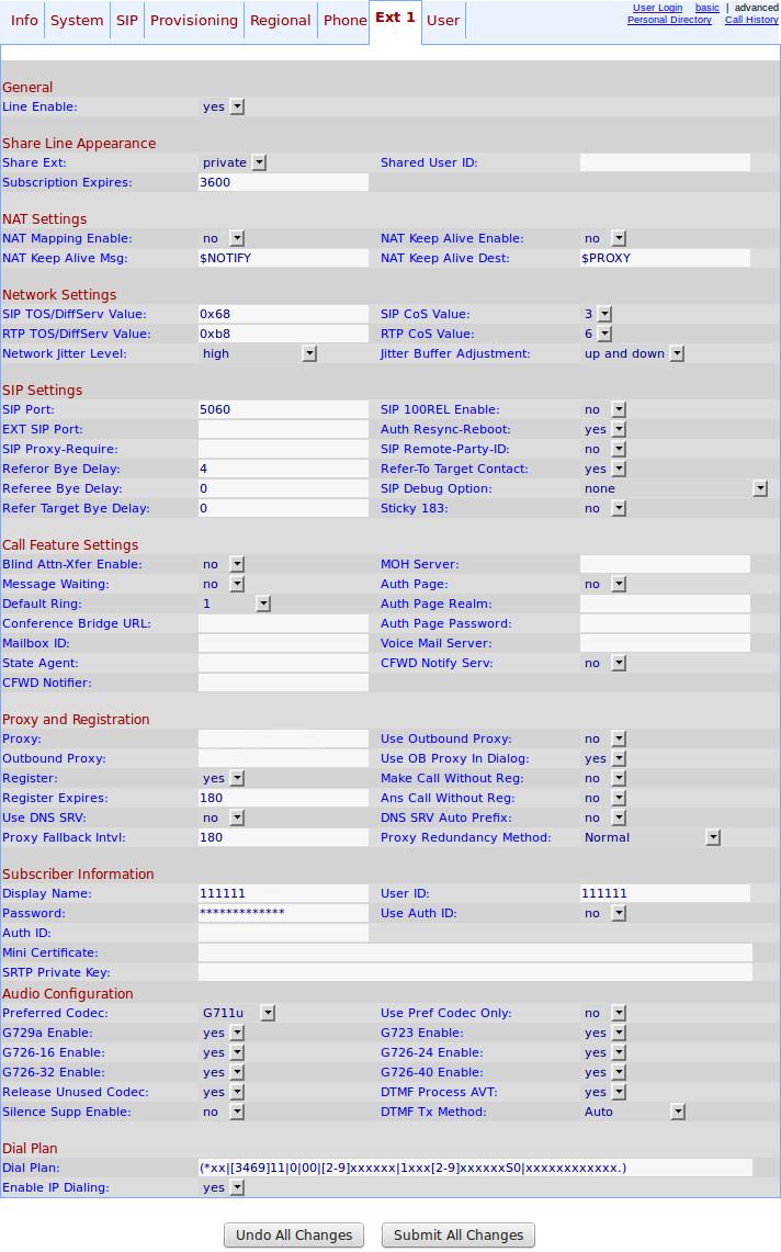 Linksys SPA921 - Ext1