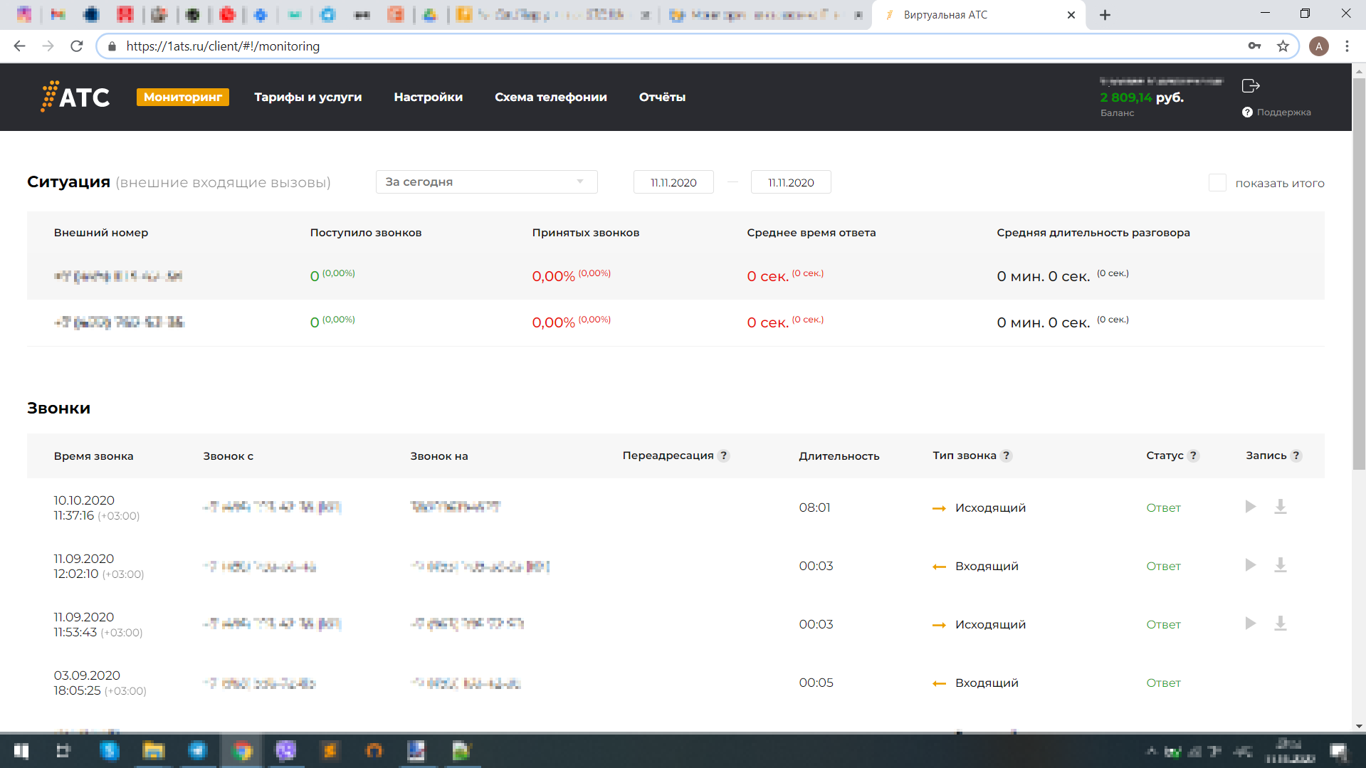 Личный кабинет - Страница мониторинга