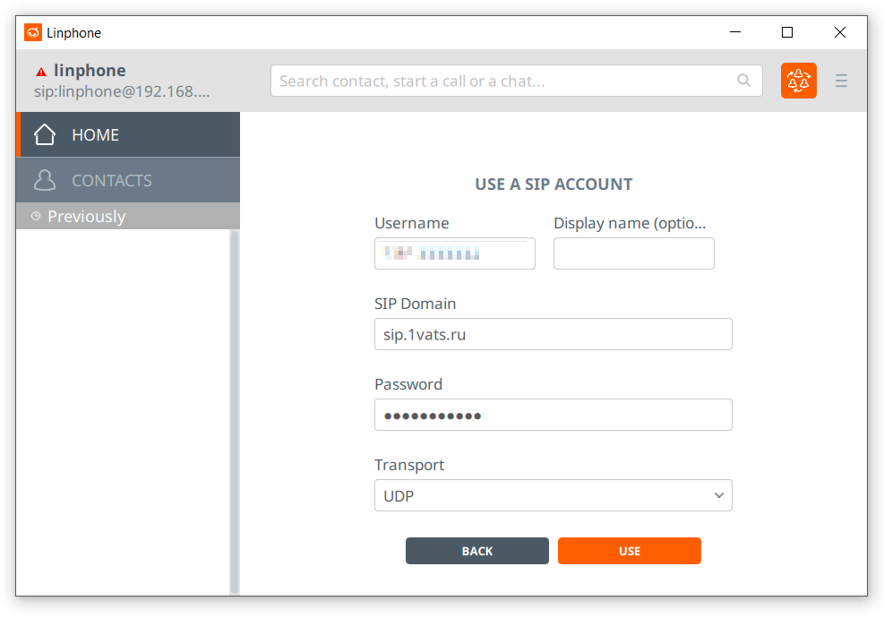 Linphone - Login Linphone - Login