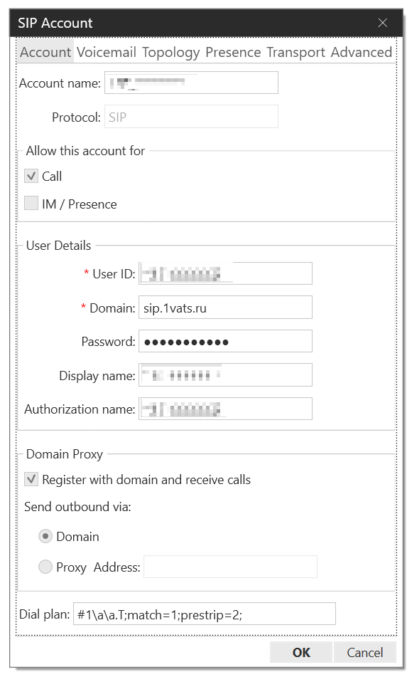 X-Lite - SIP Settings X-Lite - SIP Settings